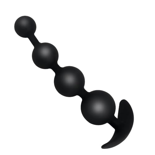 GKLWEJ Perles Anales, Plug Anal avec 4 Anal Beads, Sex Toys Anals, Gode Anale, Buttplug, Sextoy Anal pour hommes femmes, Noir
