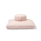 Organic Meditation Cushion Set by renoo - Durable Comfortable Cotton, Linen, Hemp - Modern Zafu Zabu