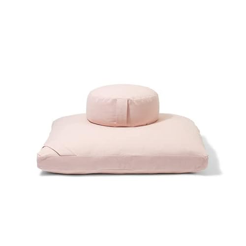 Organic Meditation Cushion Set By Renoo - Durable Comfortable Cotton, Linen, Hemp - Modern Zafu Zabuton - Buckwheat Kapok Filled Floor Pillow Yoga Bolster In 15 Colors Washable Cover - Dawn #TOP19