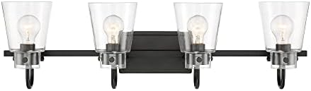 Designers Fountain Inwood 4-Lights Vanity Light Fixture, 32 Inch Wall Mount Sconce for Bathroom, Bedroom or Mirror, Black, D214M-4B-MB