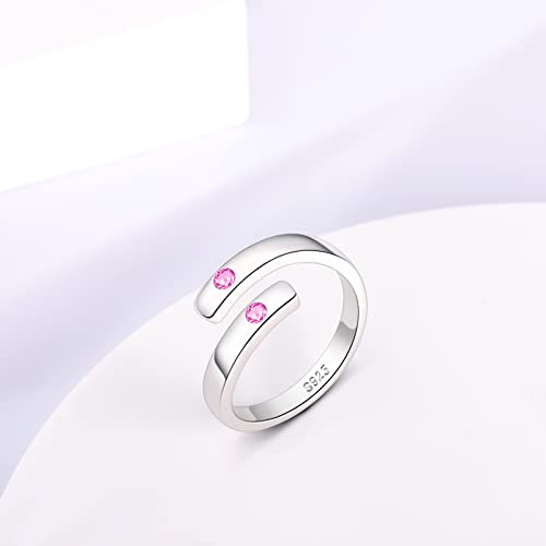 BEILIN Sterling Silver Birthstone Ring for Women, Dainty Adjustable Finger Ring Love Promise Ring for Her3