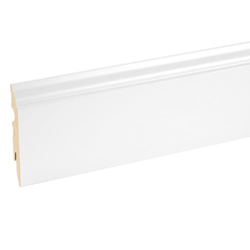 Image of White Primed MDF Skirting Board with Easy Clip System - Prestige 82mm High x 2.2 Metre Long