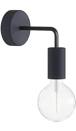 Modern Metal Light/Wall Lighting Sconce with Globe Glass Shade Without Bulb (Black/Metal) 20Watts(Wired_Electric) (Black) 40% Off