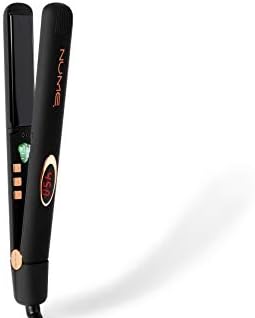 NuMe Megastar Hair Straightener, Tourmaline Ceramic Flat Iron, Includes 1-Inch Floating Plates for All Hair Types, Fast Heating, Dual Voltage, Professional Straightening Iron