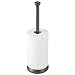 mDesign Decorative Metal Free-Standing Toilet Paper Holder Stand with Storage for 3 Rolls of Toilet Tissue - for Bathroom/Powder Room - Holds Mega Rolls - Graphite Gray
