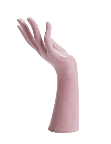 HAUCOZE Porte Bijoux Main Décor Statues Moderne Figurine Sculpture Maison Décoration Cadeau Céramique Arts Rose 21cm
