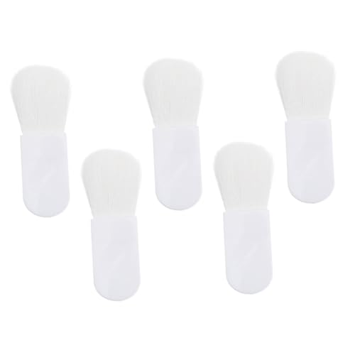 WOFASHPURET 5pcs Portable Blush Brush Ergonomic Soft Bristle Makeup Applicators for Loose Powder for Go Touch Ups and Makeup Lovers White