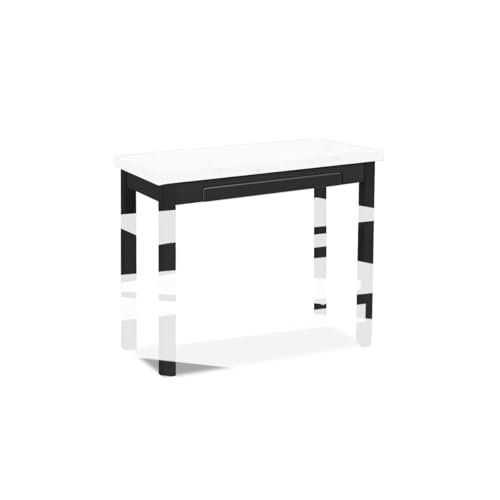 Astimesa - Mesa de Cocina Tipo Libro con Tapa de Madera Laminada en Color Blanco - Estructura Madera Laminada Negra - Ideal para Espacios Pequeños - Mesa Extensible de 80 x 40 cm a 80 x 80 cm