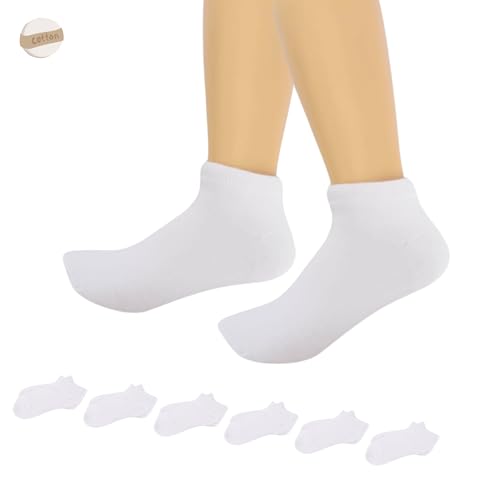lurensa Lot de 6 chaussettes courtes unisexes en coton respirant pour sport/shocks/sport, Blanc 33-37, 10
