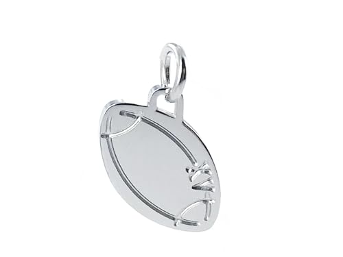 Emotional Pendentif medaille « Ballon de Rugby » - Pendentif personnalisable avec gravure pour prenom, logo, date… [collier|pendentif] (Argenté)