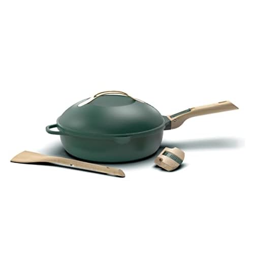 COOKUT – La Fabuleuse poêle 8 en 1 – Un seul ustensile qui remplace poêle, casserole, sauteuse, cocotte – Avec 2 poignées amovibles, panier vapeur/friture, spatule en bois – CANOPEE