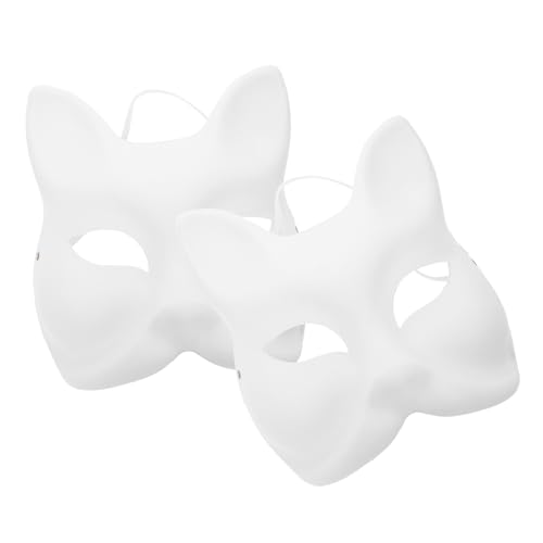 BIUDECO 2pcs Mask Set White Paper Blank Masks Hand Painted Masquerade Masks for Halloween Birthday Party