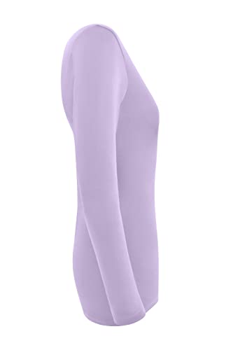 M&M Scrubs Women's Under Scrub Tee V-Neck Long Sleeve T-Shirt (Lavender, Large) #TOP2