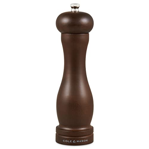 Cole & Mason HB0844P Forest Capstan Molinillo de Pimienta, Madera Oscura, Precision+/Molienda Ajustable, Madera de Haya Teñida, 200mm, Incluye 1 x Molino