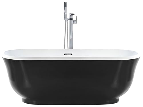 Baignoire en Acrylique Autoportante Bords Arrondis Forme Ovale Noir Tesoro