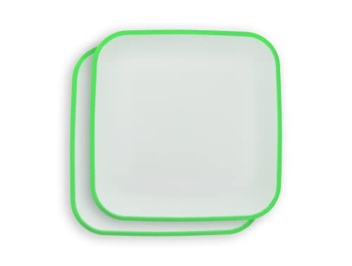 Linden Berg Salatteller eckig 2er Set Dessertteller FrühstückstellerKuchenteller Teller 24,5 x 24,5 cm (Grün)