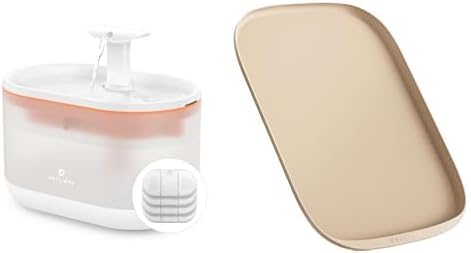 Bundle of PETLIBRO Cat Water Fountain, 71fl oz/2.1L Ultra Quiet Pet Water Fountain for Cats Inside with 4 Large Filters + 17.7'' x 12''Safety Silicone Cat Food Mat for Feeder & Fountain