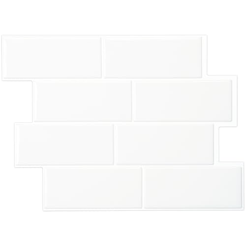 SMART TILES Peel and Stick Backsplash - 5 Sheets of 11.56" x 8.38" - 3D Adhesive Peel and Stick Tile Backsplash for Kitchen, Bathroom, Wall Tile