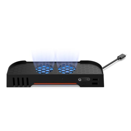 BEAZOOM Interruptor de ventilador de refrigeración silencioso, 2 bases con almacenamiento de 4 tarjetas de juego, para ventiladores duales de alta velocidad, ajuste de 3 velocidades, alimentado por