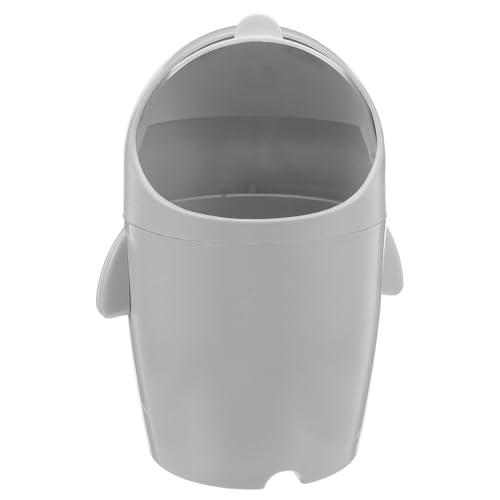 SHINEOFI Mini Skrivbordsspann med Lock Söt Pingvinformad Papperskorg i Grått Stabil Liten Avfallshanterare för Kontor Badrum och Barnrum Praktisk och Hygienisk Bordsdekoration