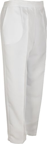 Sians Fashions Womens Lawn Bowls Bowlswear Bowling White Straight Leg Trousers Half Elasticated Waist (S-12 L-25, White)