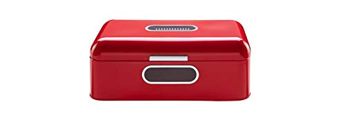 Echtwerk Brotkasten, Retro-Brotbox aus Metall mit Sichtfenster, Platzsparende Aufbewahrungsbox, Brotkorb mit Deckel, rot, 42, 5 x 23, 8 x 17 cm, Big