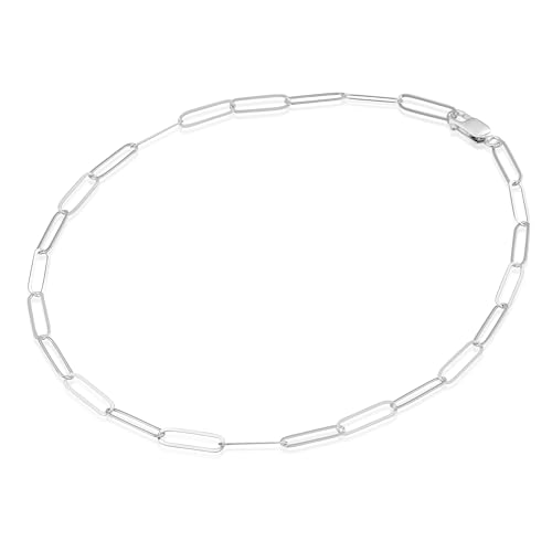 Sterling Silver Wide Link Choker Necklace - Handmade Lightweight Paperclip Choker Chain - 14.5