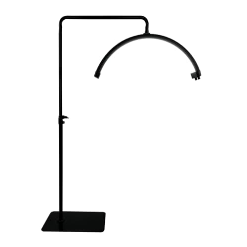 Atlas View Half Moon Lash Light with Phone Holder for Filming & Content Creation | Dimmable LED Esthetician Light for Eyelash Techs - LED Floor Lash Lamp with Adjustable Height & Touch Control