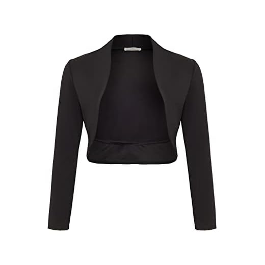 DANAEST Mujer manga larga bolero festivo chaqueta de hombro chaqueta corta (700), Negro , M