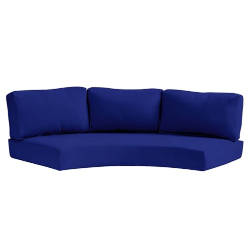 ADXTPB Outdoor Curved Cushion Covers Olefin,Waterproof Half Moon Patio Furniture Sofa Cushions Cover with Non-Slip Bottom,Cover ONLY (Navy Blue, 77 * 40 * 28 * 5.3in)
