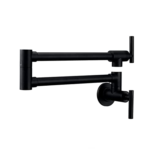 Robinet de cuisine mural noir mat laiton pivotant - 2