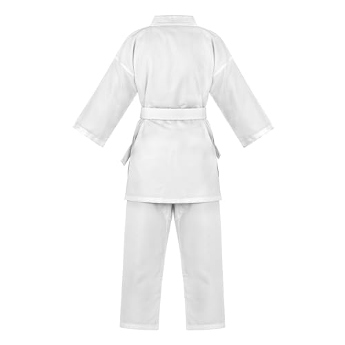 adidas K150 Karate Student Martial Arts Gi Uniform with Belt, Ultralight, Traditional Crossover - White - Size 130