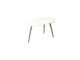 Höhe - 39 cm Ibbe Design Oval Rund Weiss Couchtisch Modern Skandinavisch Retro Kaffeetisch Beistelltisch MDF Fly, Natur Massiv Buche Holz Beine, 75x43x39 cm