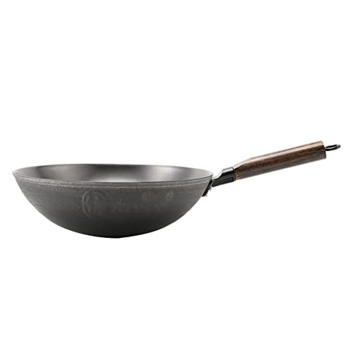 Wok de fondo grueso para cocina con mango desmontable