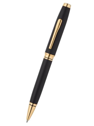 Image of Cross Coventry Matte Black Lacquer with Gold PVD Appointments Refillable Ballpoint Pen - Medium Point, Black Ink, Presented in a Luxury Gift Box