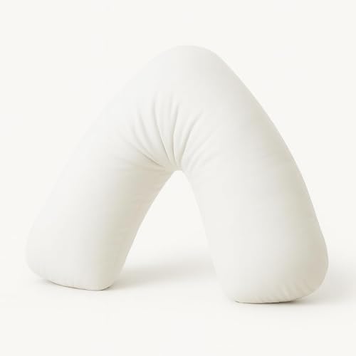 HOMES-LINEN V Pillow Orthopaedic V Shaped Pillow Extra Cushioning Support For Head Neck & Back Includes Complimentary FREE White V Pillow Case (White, V-Pillow With Cover)