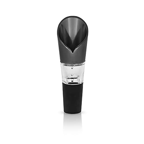 Viski Gunmetal Aerating Pour Spout - Wine Aerator Pourer Spout - Drip Free Pour Red Wine Aerators - Stainless Steel Set of 1