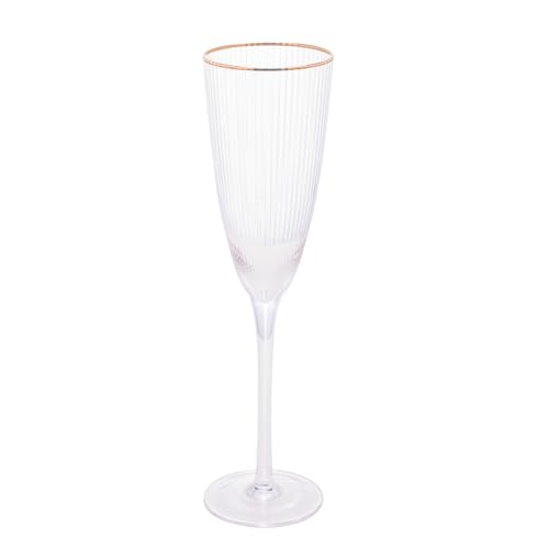 Conjunto 2 Taças de Champanhe de Vidro com Borda Dourada Lines 300ml - Wolff