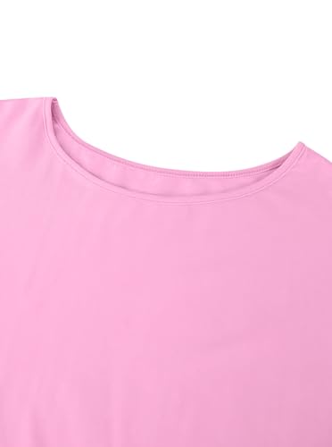 Image of Girls Off the Shoulder Tops Crop Short Sleeve Tees | Rolled Cuffs, Loose Fit, Crop Tops, Dance, Summer, Oversized, Trendy