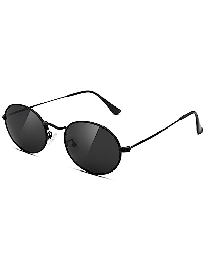 Pro Acme Retro Oval Metal Polarized Sunglasses for Women Men Small Trendy 90s Vintage Shades