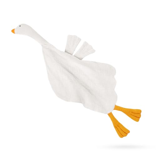 Image of Wimist Baby Toys Lovey Blanket Soft Goose Toys for Newborn Essentials 0-6 Months, Sensory Stuffed Animal Security Blanket for Boys and Girls (Goose-White)