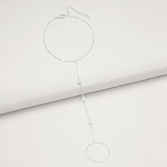 Silver Hand Chain Bracelet Ring Bracelet Hand Chain Dainty Finger Ring Slave Bracelet Hand Jewelry for Women Trendy