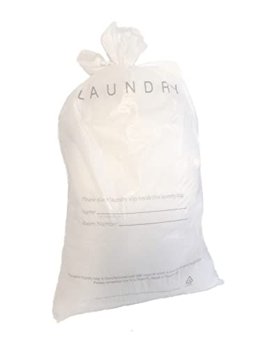 Hotel Laundry Bags, 1.25 Mil Plastic with Tear Tie and Write-On Strips, 14