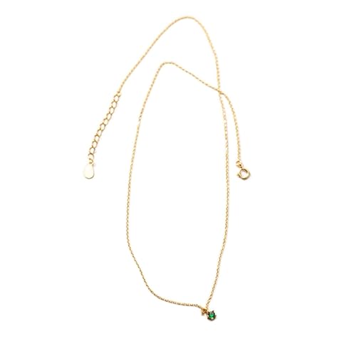 Collier en argent 925 véritable pour femme avec pendentif rond en zircon vert