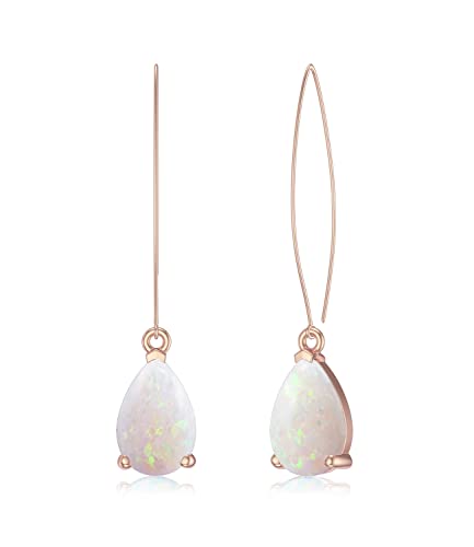 925 Sterling Silver White Blue Pink Opal Dangle Earrings for Women Teardrop Long Drop Earrings Trendy Simple Lightweight