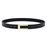 YooAi Womens Leather Belt Skinny Waist Belt for Dresses Jeans Pants with Gold Buckle black 105