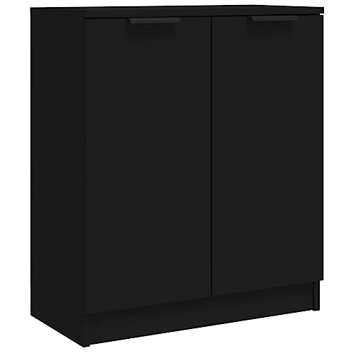 vidaXL Aparador Armario Auxiliar Alacena Mesa Consola Entrada Pasillo Vestíbulo Recibidor Mueble de Madera Contrachapada Negro 60x30x70 cm