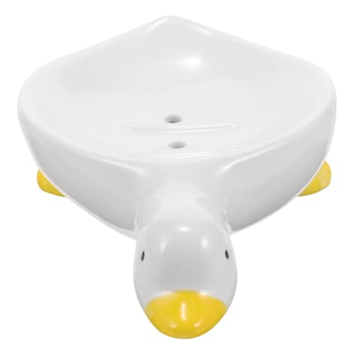 POPETPOP Jabonera De Cerámica Forma De Pato De Jabón Decorativa Soporte De Jabón Antideslizante De Jabón para Lavabo