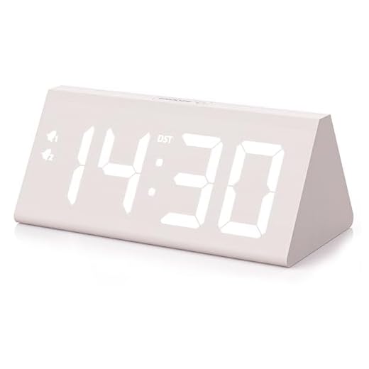 Wooden Digital Alarm Clock with Dual USB Charging Ports, DST, Dimmable, Snooze, Modern Large Time Display LED Clock for Kids Bedrooms, Living Room, Desk,Table, Bedside,Nightstand (White