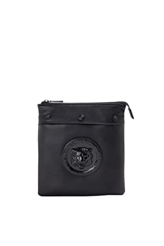 Just Cavalli Herren Taschen Schwarz Schwarze Handtasche mit Logo-Patch, Schwarz , Einheitsgröße